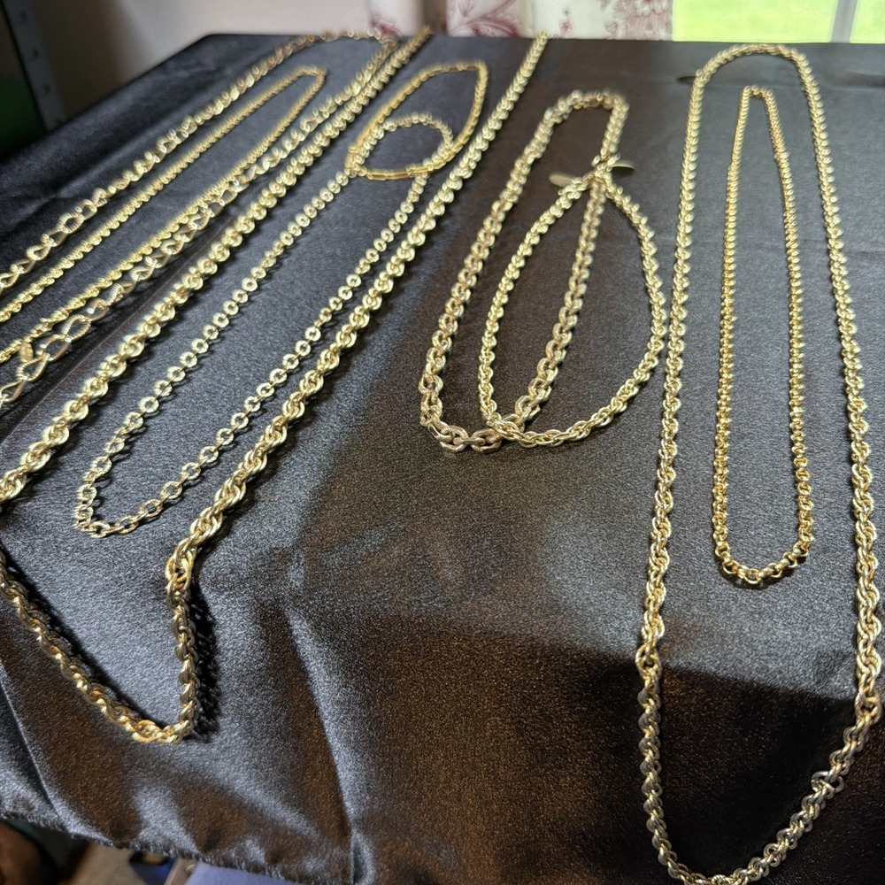 Lot Of 9 Vintage Whiting & Davis Gold Tone Chain Necklaces MCM